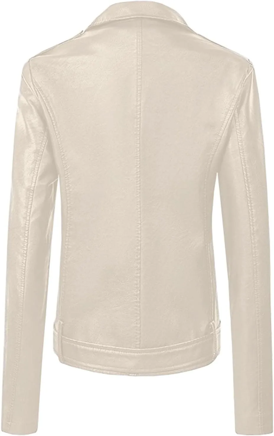 ZYXTIM Women's Classic Vintage Faux Leather Motorcycle Jacket Stylish Notched Collar Oblique Zipper Shacket Jacket